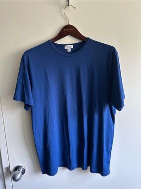 Sunspel England Short Sleeve Crewneck T-Shirt in Royal Blue US XL